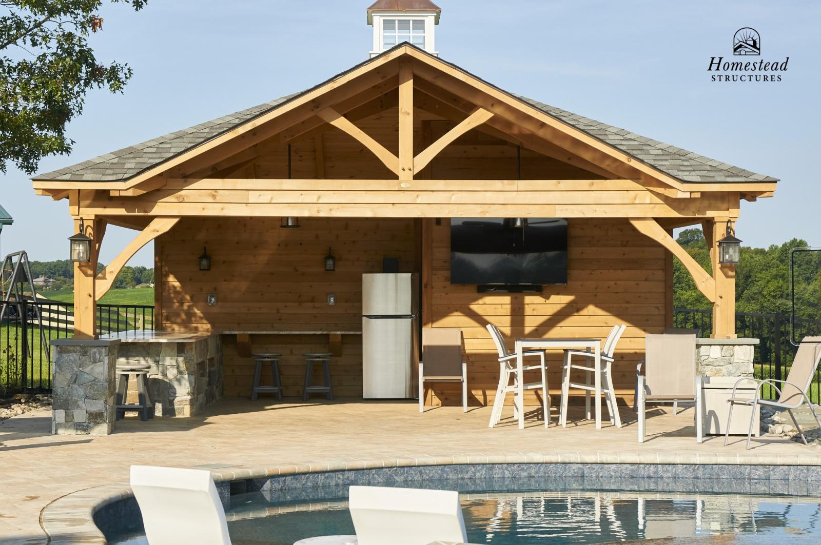 Troppman Timber Frame Pool House Woodbine, MD Homestead Structures